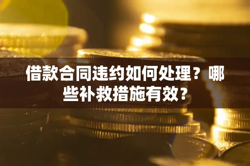 武汉借款合同违约如何处理？哪些补救措施有效？