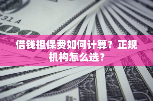 武汉借钱担保费如何计算？正规机构怎么选？